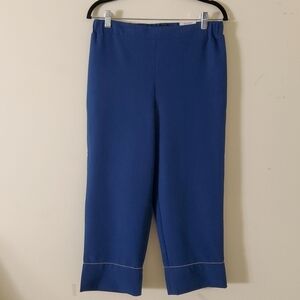 JM Collection  Zen Garden Navy Peony Silver Trim Capris Size S